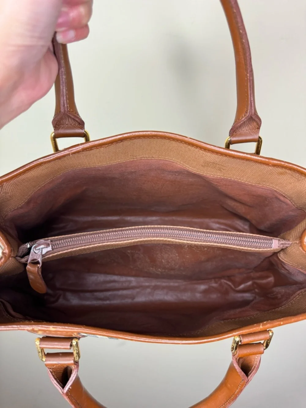 Burberry Beige Plaid Bag with Brown Leather Trim - Picture 7 of 7